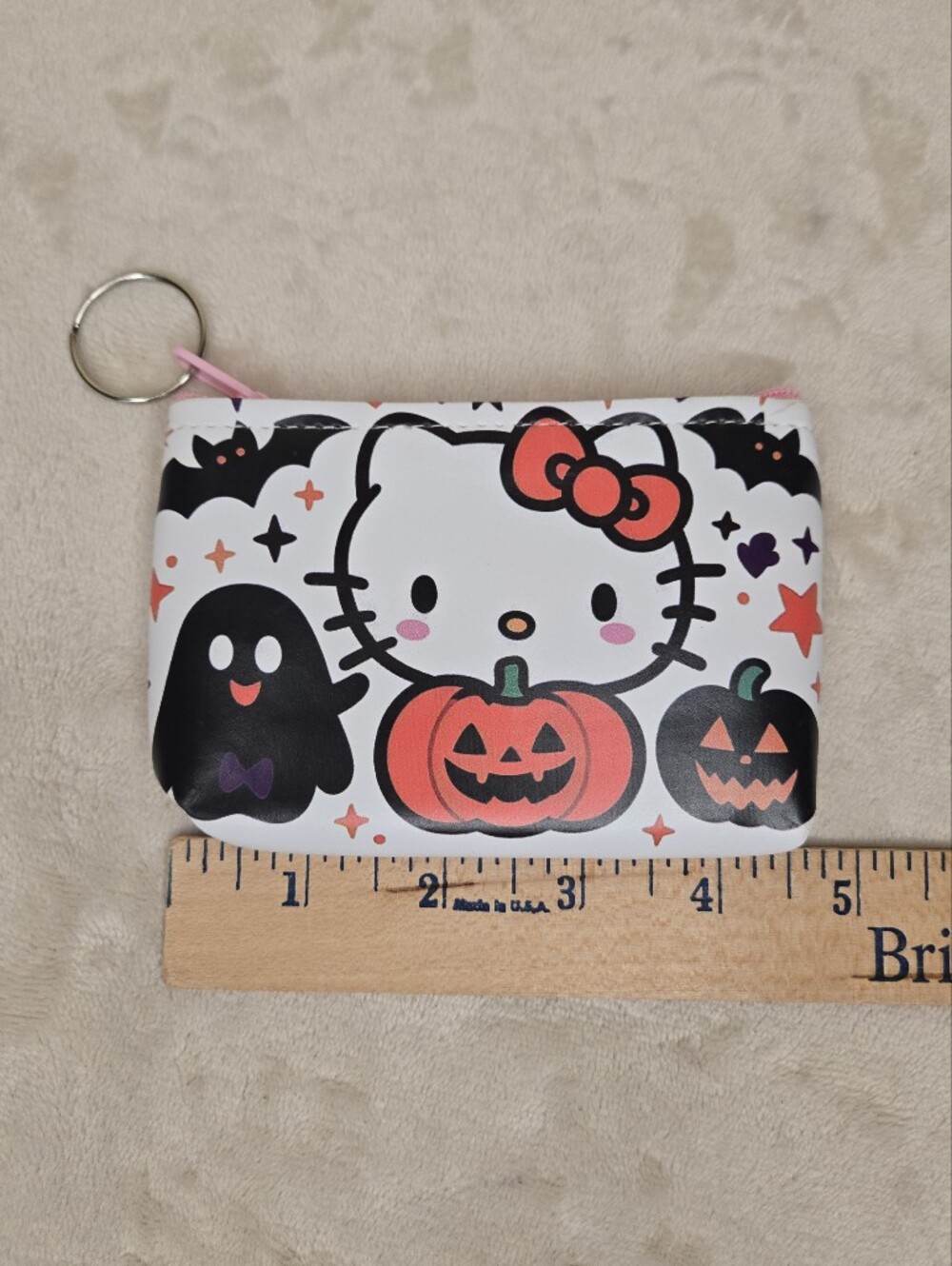 Hello Kitty Halloween Coin Purse Black, White & Orange - Picture 3 of 5